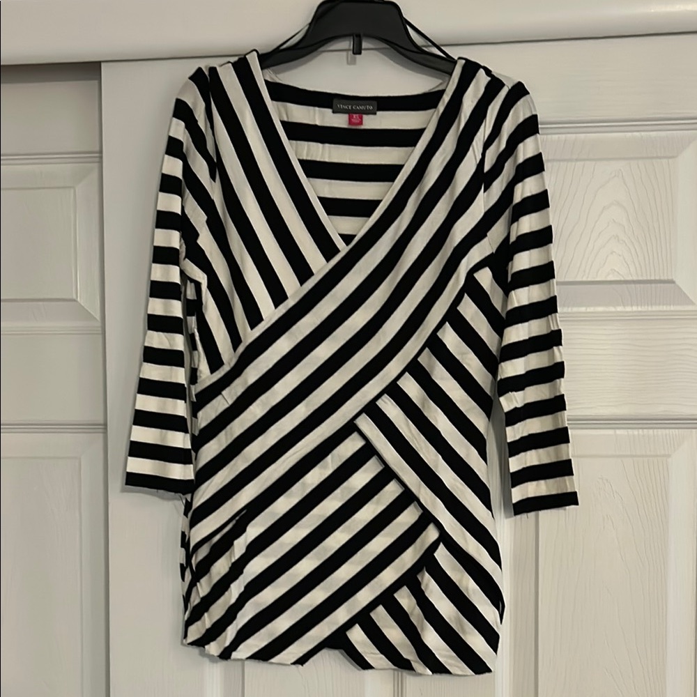 Vince Camuto Black and White Striped Top